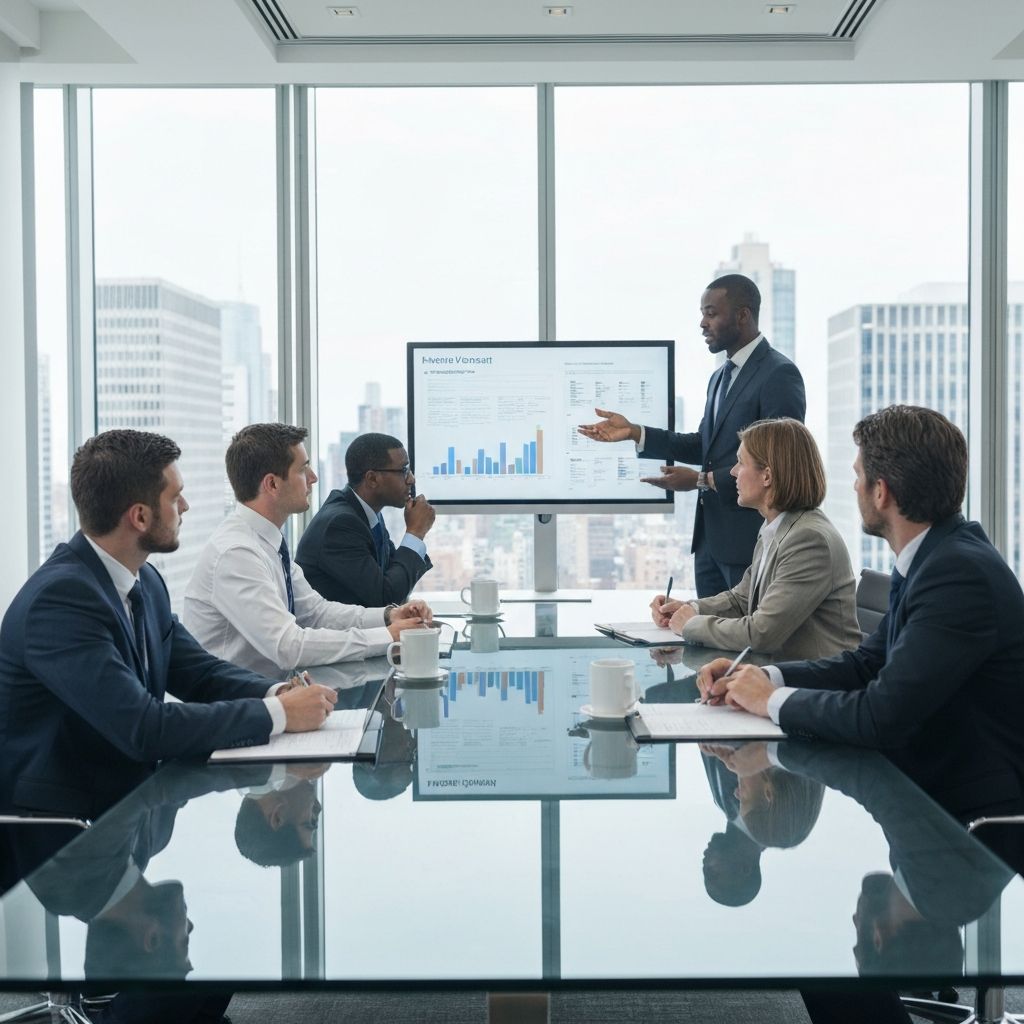 OMATZ Consulting professional team in a boardroom meeting discussing corporate strategy